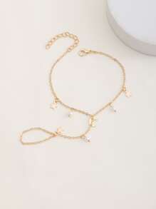 Star & Moon Charm Mittens Bracelet - Yellow Gold - View 4