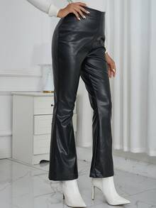 Eilly Bazar Quần nữ Dây kéo màu trơn Thanh lịch - màu đen - Xem 5