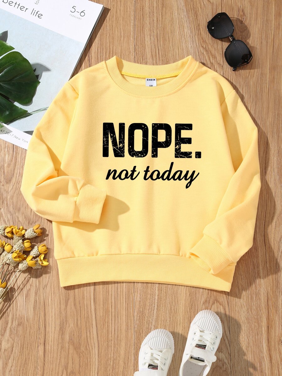 Toddler Girls Slogan Graphic Pullover - Yellow - View 1