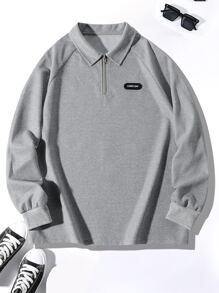 Manfinity Hypemode Hombres Sudadera con diseño de parche de manga raglán