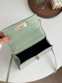 輕便商務休閒 1 件純色鱷魚圖案斜背包適合青少年女孩女大學生、菜鳥和白領非常適合辦公室、大學、工作、商務、通勤、戶外、旅行、郊遊 - 綠色 - 查看 3