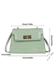 輕便商務休閒 1 件純色鱷魚圖案斜背包適合青少年女孩女大學生、菜鳥和白領非常適合辦公室、大學、工作、商務、通勤、戶外、旅行、郊遊 - 綠色 - 查看 6