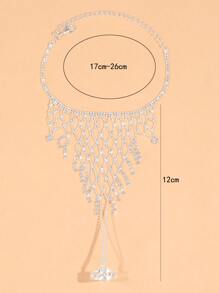 Hollow Out Rhinestone Decor Găng tay - Bạc - Xem 4