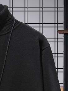 Manfinity Jersey de cuello tortuga unicolor - Negro - Ver 5