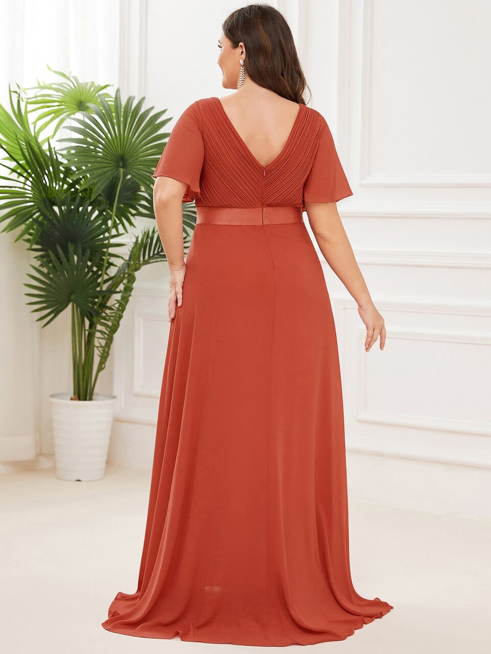 plus size burnt orange bridesmaid dresses EVERPRETTY Elegant V-Neck Pleated Bust Dress Autumn Wedding Guest Dress Party Formal Dress Wedding For Bridal Formal Dresses For Special Occasion｜EMMACLOTH 88 Best black sequin Satin MAISONETTE_MAY Color:Royal/White Burnt orange velvet bridesmaid