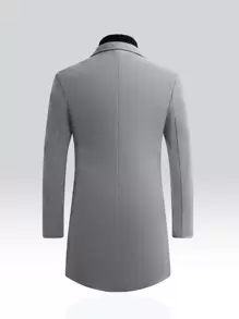 Manfinity Homme Men 1pc Lapel Collar Single Breasted Overcoat - Grey - View 2