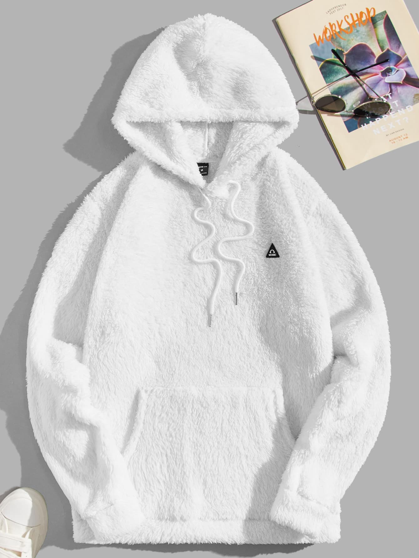 Manfinity VCAY Áo nỉ Nam Dây kéo Đắp vá Túi Lá thư Giải trí - trắng - Xem 1