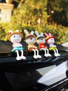 4pcs Rabbit Design Car Ornament - Multicolor - View 3