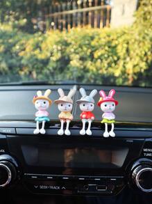 4pcs Rabbit Design Car Ornament - Multicolor - View 4