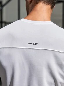 Manfinity Athleisure Men Letter Graphic Sports Tee Workout Tops - White - View 3