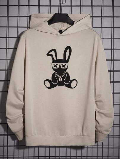 Hombres Capucha con estampado de dibujos animados