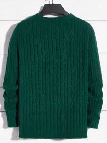 Manfinity RebelGame Men Solid Cable Knit Jumper - Dark Green - View 2