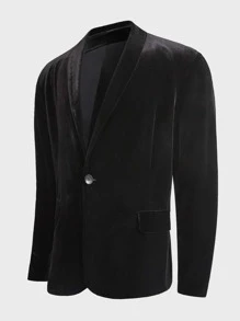 Manfinity Men Shawl Collar Velvet Blazer - Black - View 1
