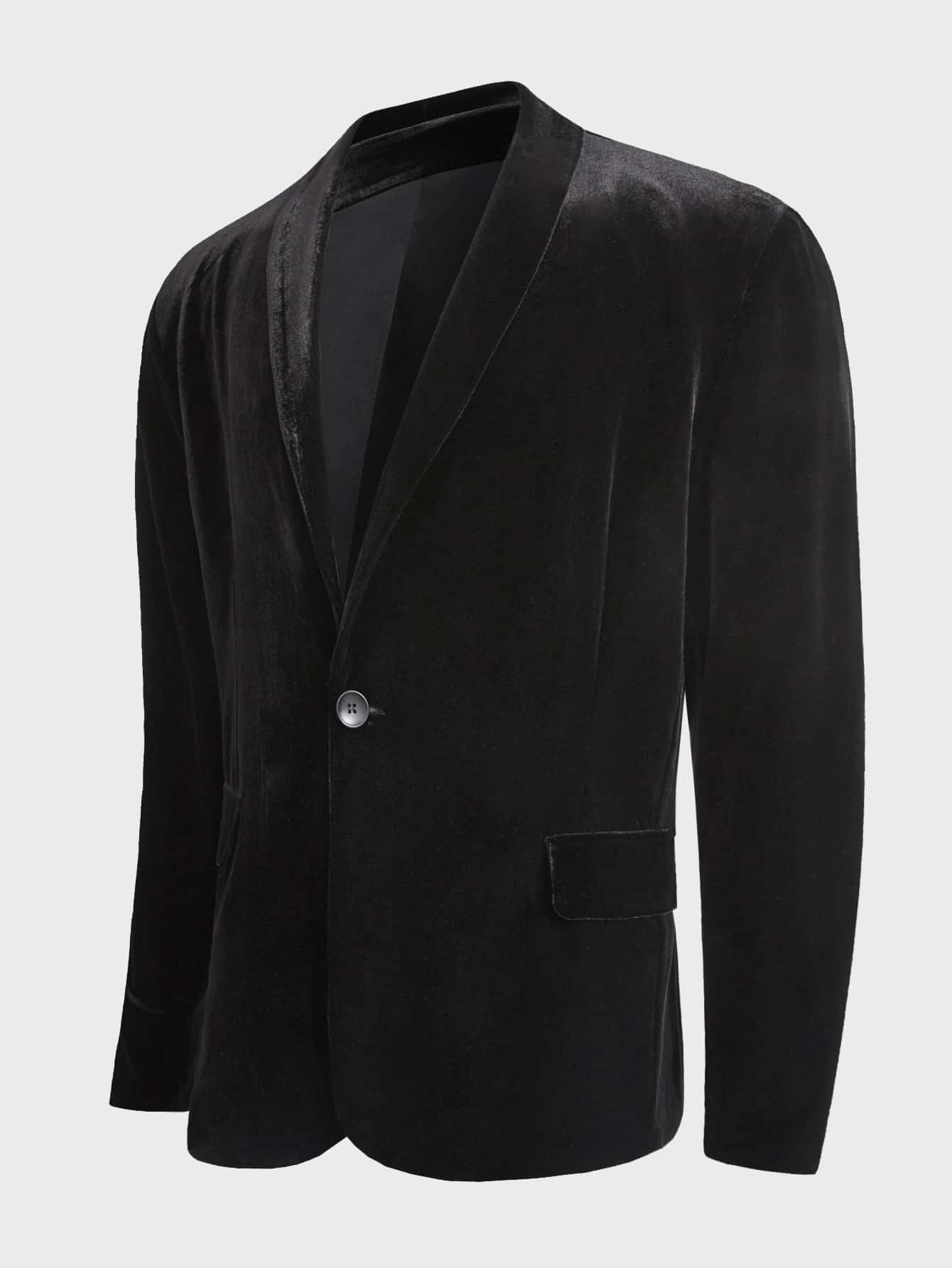 Manfinity Men Shawl Collar Velvet Blazer - Black - View 1