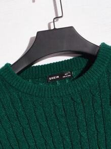 Manfinity RebelGame Men Solid Cable Knit Jumper - Dark Green - View 5