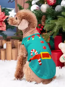 PETSIN Ông già Noel Cây mía In Thú cưng Áo vest - màu xanh lá - Xem 2