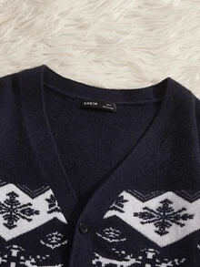 Manfinity Men Christmas Pattern Cardigan - Navy Blue - View 5