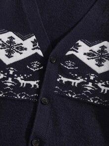 Manfinity Men Christmas Pattern Cardigan - Navy Blue - View 6