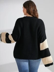 Vionelle Plus Two Tone Drop Shoulder Jumper - Black - View 2