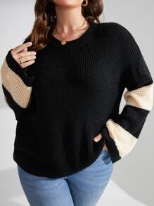 Vionelle Plus Two Tone Drop Shoulder Jumper - Black - View 5