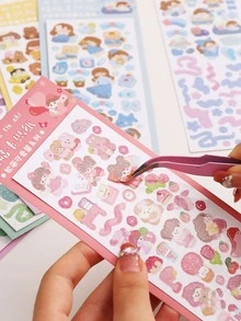 1 pièce Autocollant à motif dessin animé aléatoire - Multicolore - Voir 4