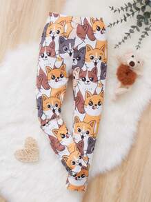 Toddler Girl Leggings Hoạt hình Tất cả trên in Giải trí - Nhiều màu - Xem 1