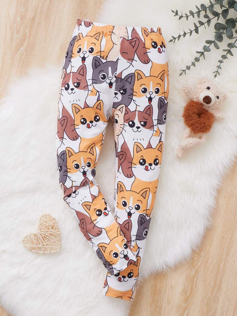 Toddler Girl Leggings Hoạt hình Tất cả trên in Giải trí - Nhiều màu - Xem 1