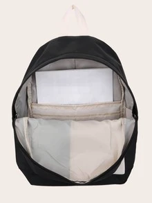 Cartoon Cat Graphic Backpack - Black - View 4