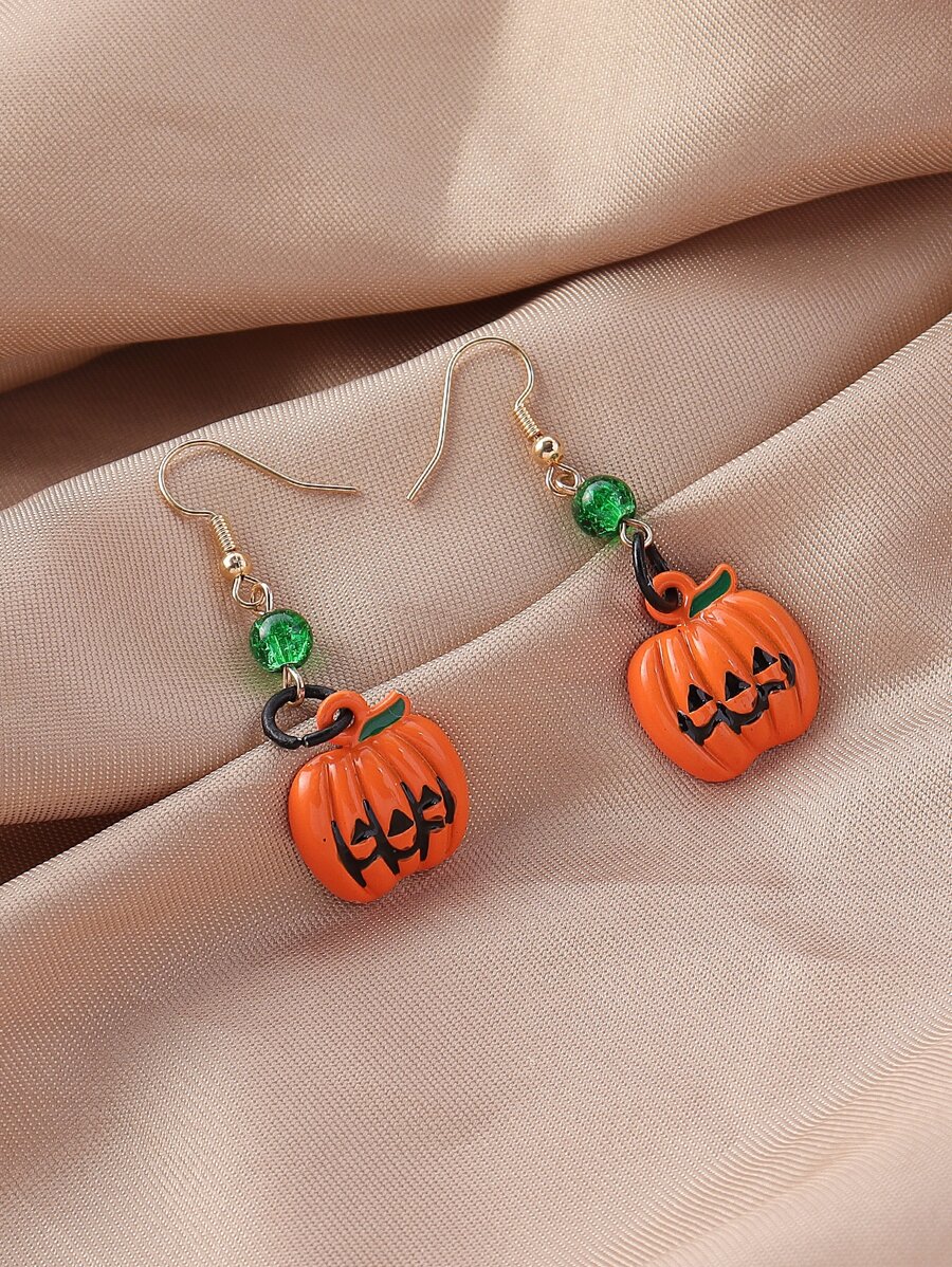 Halloween Pumpkin Decor Drop Earrings - Multicolor - View 1