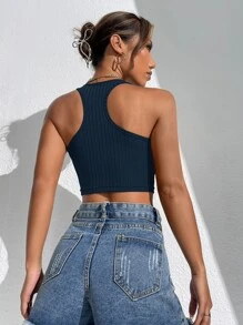 SHEIN EZwear Top tank de espalda nadador - Azul Marino - Ver 2