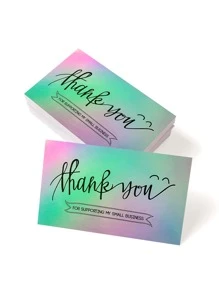 50pcs Slogan Graphic Thank You Card - Multicolor - View 3