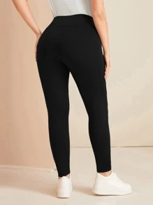 Mulvari Plus Ruched Detail Tummy Control Leggings - Black - View 2