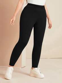 Mulvari Plus Ruched Detail Tummy Control Leggings - Black - View 3