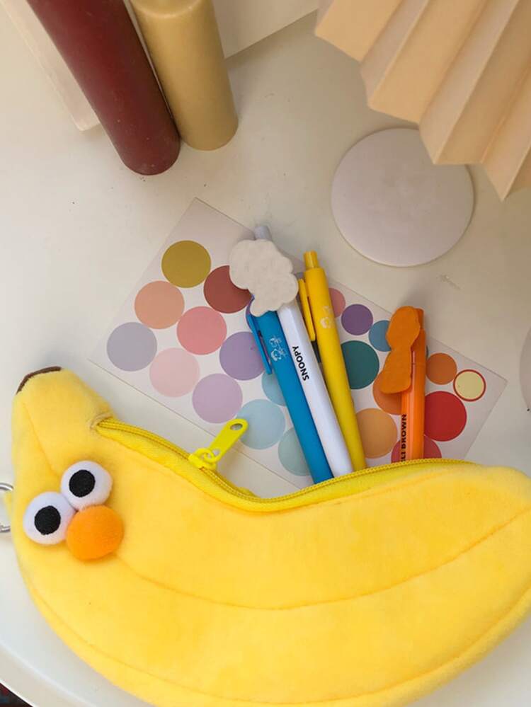 1pc Cartoon Banana Design Pencil Case - Yellow - View 2