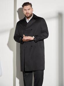 EASEVO Men Plus Lapel Neck Double Breasted Trench Coat - Black - View 4
