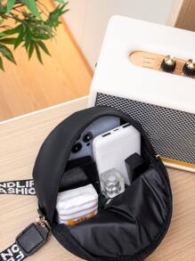 Chevron Detail Tassel Decor Circle Bag - Black - View 4