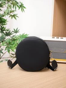 Chevron Detail Tassel Decor Circle Bag - Black - View 5