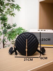 Chevron Detail Tassel Decor Circle Bag - Black - View 6