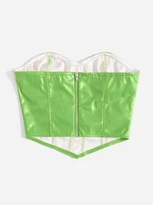 SHEIN ICON Áo nữ Bất đối xứng Dây kéo màu trơn Buổi tiệc - Màu xanh chanh - Xem 2