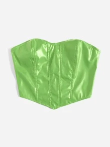 SHEIN ICON Áo nữ Bất đối xứng Dây kéo màu trơn Buổi tiệc - Màu xanh chanh - Xem 3