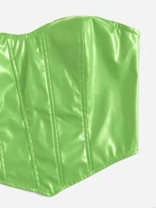 SHEIN ICON Áo nữ Bất đối xứng Dây kéo màu trơn Buổi tiệc - Màu xanh chanh - Xem 4