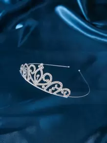 Rhinestone Decor Bridal Headband Party Halloween - Silver - View 2