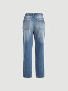 SHEIN Boys Ripped Straight Leg Jeans - Light Wash - View 2