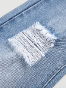 SHEIN Boys Ripped Straight Leg Jeans - Light Wash - View 3