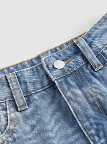 SHEIN Boys Ripped Straight Leg Jeans - Light Wash - View 4