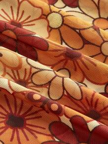 SHEIN MOD Áo nữ Xù nhỏ Hoa Tất cả trên in Boho - Nhiều màu - Xem 4