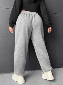 CovetEZ Plus Size Quần thể thao Đồ họa Loại bướm - Màu Xám nhạt - Xem 2