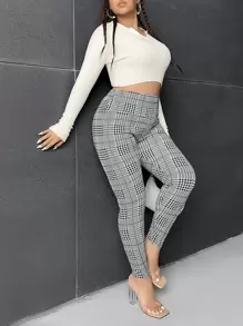 SHEIN Essnce 大碼威爾斯親王格紋緊身打底褲