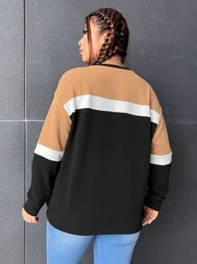 SHEIN EZwear Plus Colourblock Drop Shoulder Sweatshirt - Multicolor - View 2