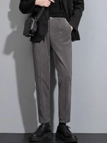 Men Slant Pocket Suit Trousers - Dark Grey - View 5